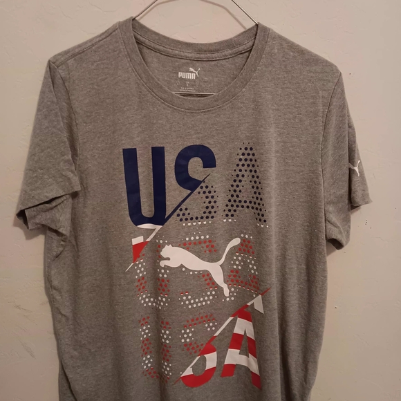 PUMA t shirt Men's Size Large, Gray,  USA Graphic PUMA print, EUC - Picture 1 of 6
